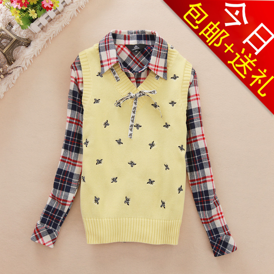 2012 preppy style V-neck slim Women basic sweater pullover sweater wool waistcoat sweater vest