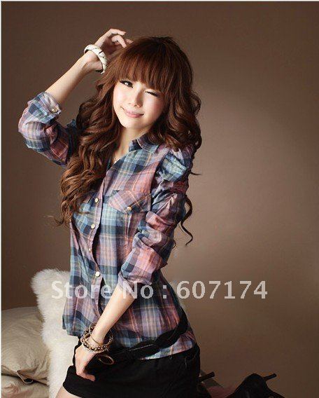 2012 PROMOTION Korean style ladies leisure shirt,women shirt&blouse,#1086,Free shiping