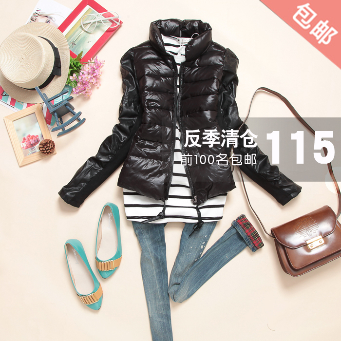 2012 PU cotton-padded jacket outerwear female short design wadded jacket women's small cotton-padded jacket