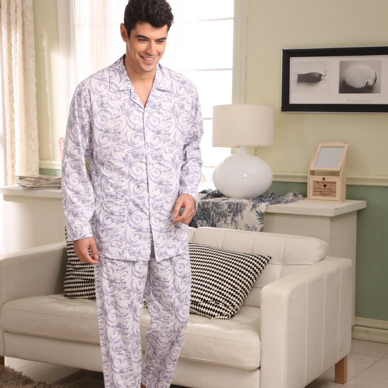 2012 quality male spring and autumn long sleeve length pants cotton sleepwear lounge set 11038