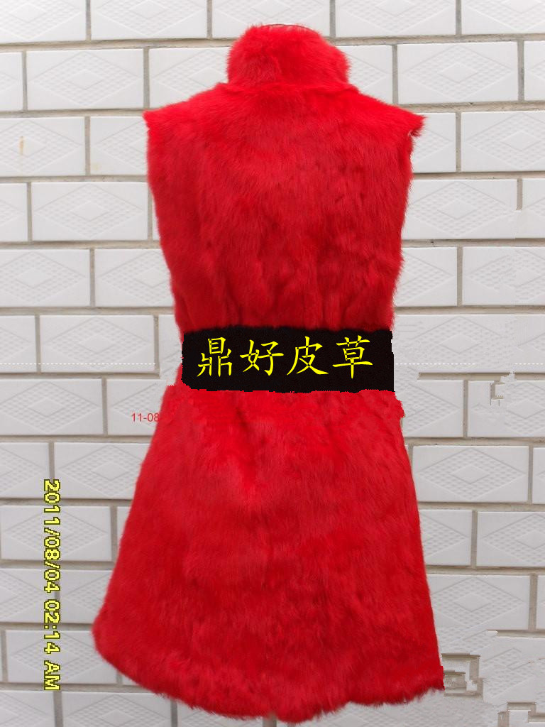 2012 rabbit fur coat full leather vest long design vest fur overcoat stand collar fur