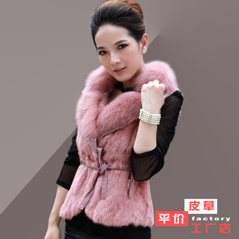 2012 rabbit fur fox slim lacing fur vest vest black