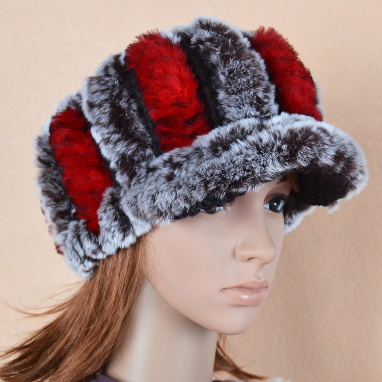 2012 rex rabbit hair fur hat women's autumn and winter knitted cap