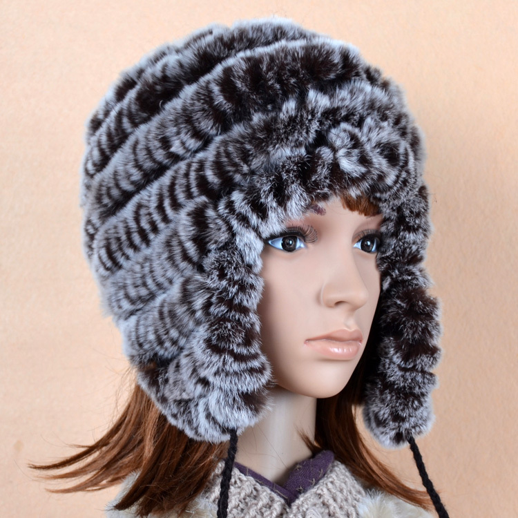 2012 rex rabbit hair fur hat women's knitted ear protector cap winter thermal thickening millinery