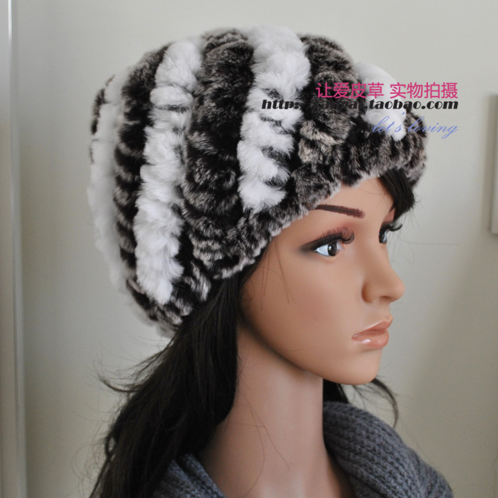 2012 rex rabbit hair hat female autumn and winter knitted hat ball knitted