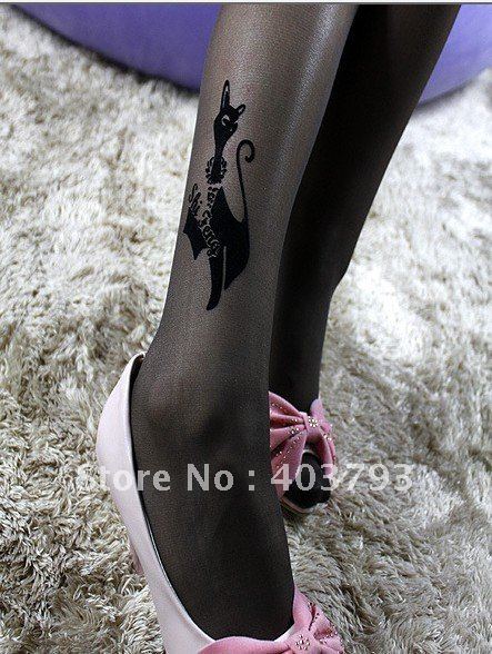 2012 -Right ankle the flocking fake tattoo stockings cat star anklet FREE SHIPPING