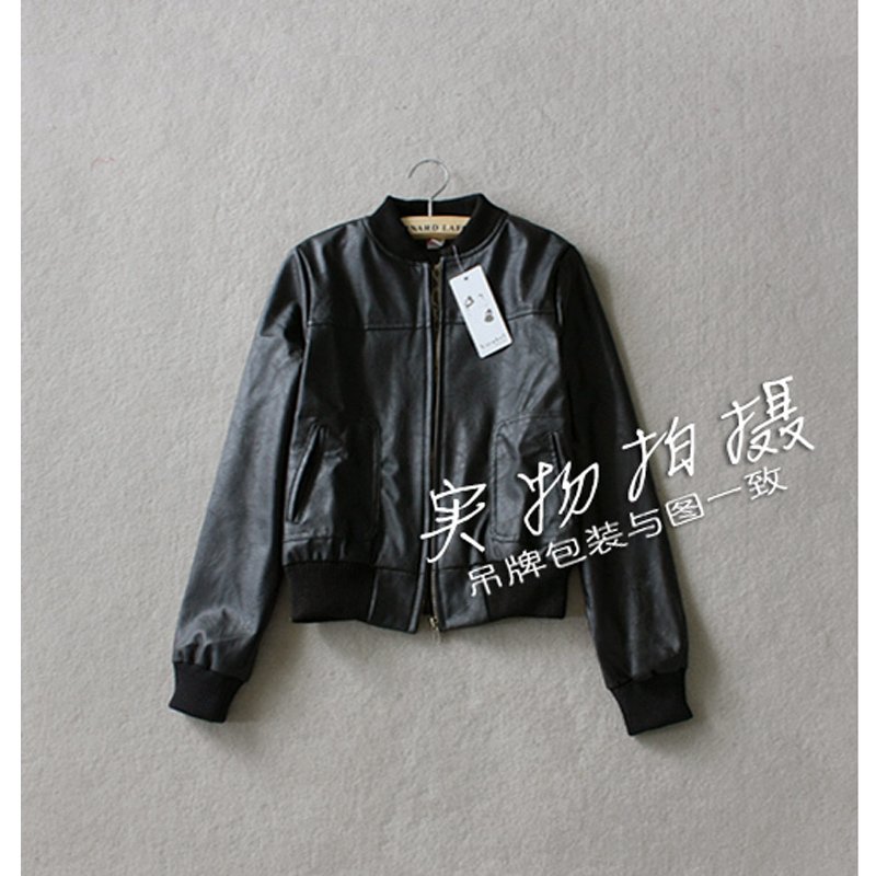 2012 rivet motorcycle jacket short design slim small leather clothing women outerwear slim short jacket female