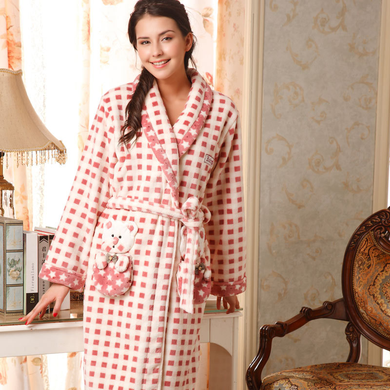 2012 robe bathrobes women's coral fleece flannel robe female thickening long-sleeve autumn and winter sleepwear