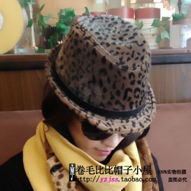 2012 roll-up hem leopard print small fedoras fashion hat