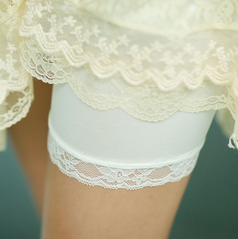 2012 safety pants lace decoration shorts elastic waist ultra elastic basic shorts
