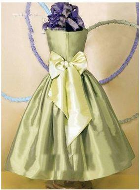2012 Sage Strapless Hot Sale With Bow Flower Pleats Beautiful Taffeta Little Flower Girl Dress S