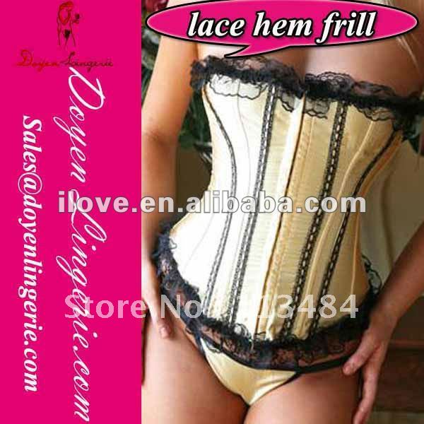 2012 Satin Sexy Yellow Lingerie Corset Bustier