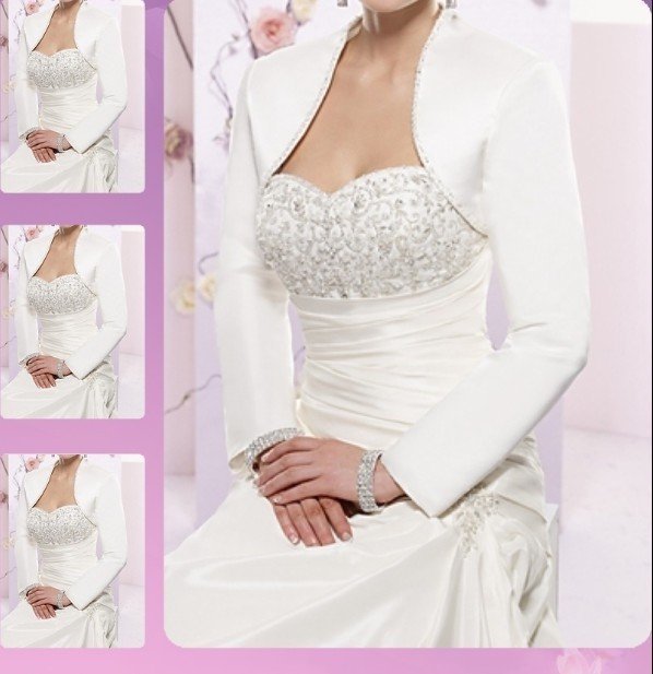 2012 sell like hot cakesBest Selling New Arrival Freeshipping Custom Made Elegant Satin Bridal Bolero