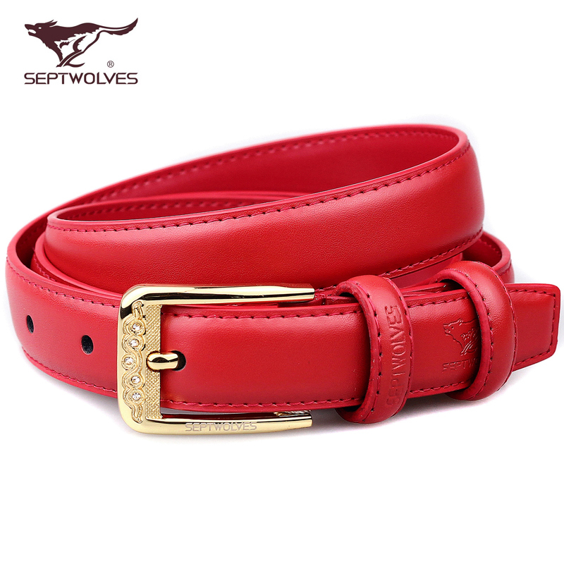 2012 SEPTWOLVES women's belt genuine leather strap female cowhide fashion gems decoration