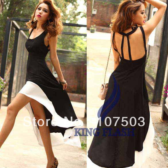 2012 Sexy Women/Lady Deep U Neck Bare Back Backless Dress Hem Tank Swallow Tail Sleeveless Summer Long Dress free shipping 8020