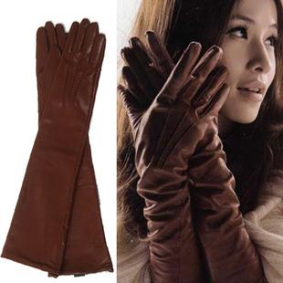 2012 sheepskin genuine leather gloves long design women's sheepskin gloves women winter fashion thermal gloves