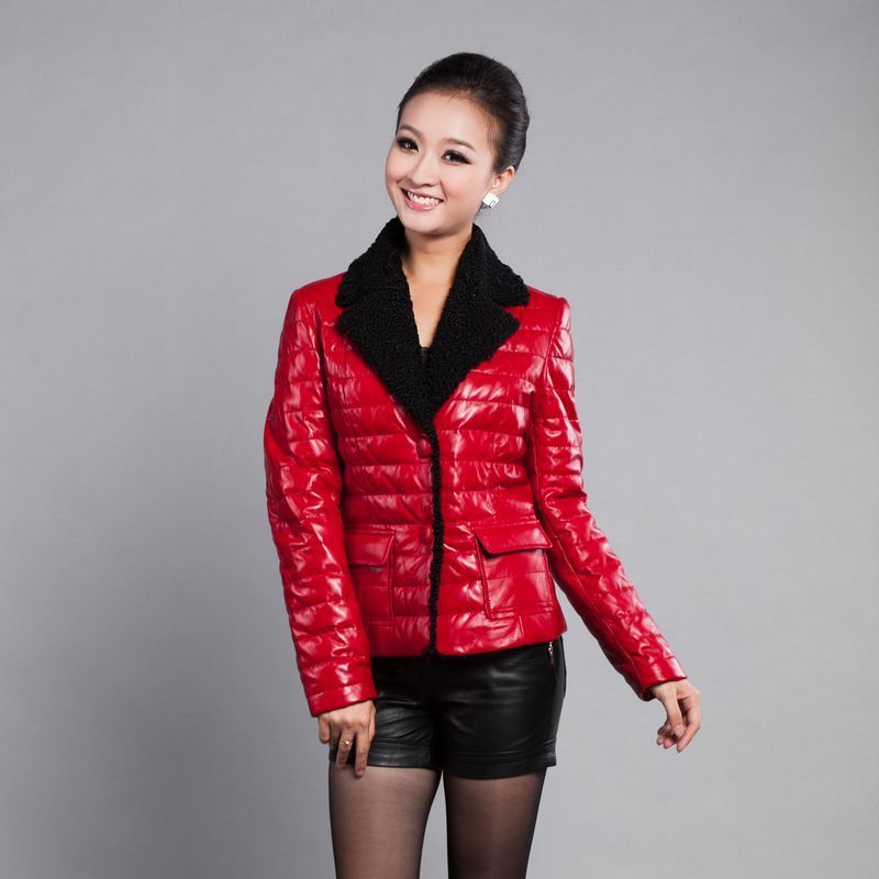 2012 short design genuine leather down coat female berber fleece genuine leather sheepskin leather clothing outerwear