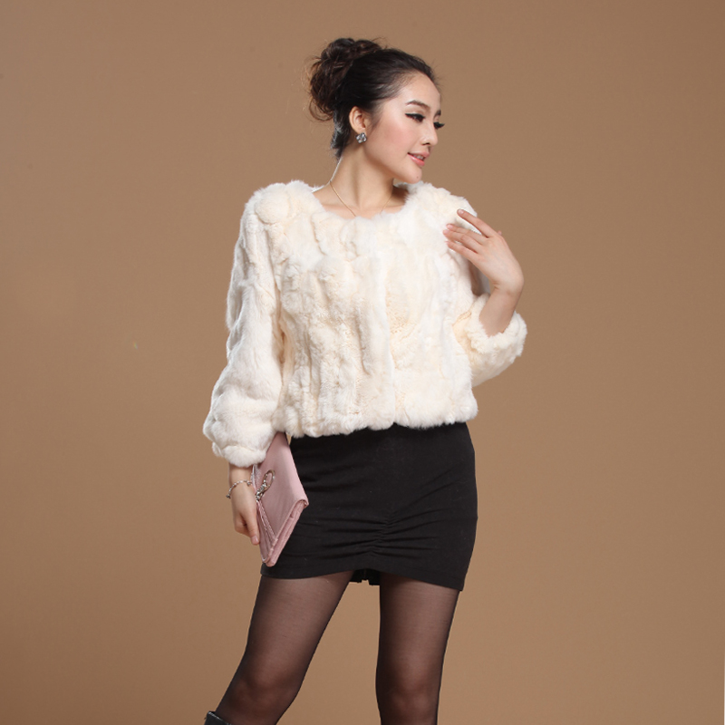 2012 short design rex rabbit hair outerwear women's autumn and winter slim fur long-sleeve short design o-neck fur