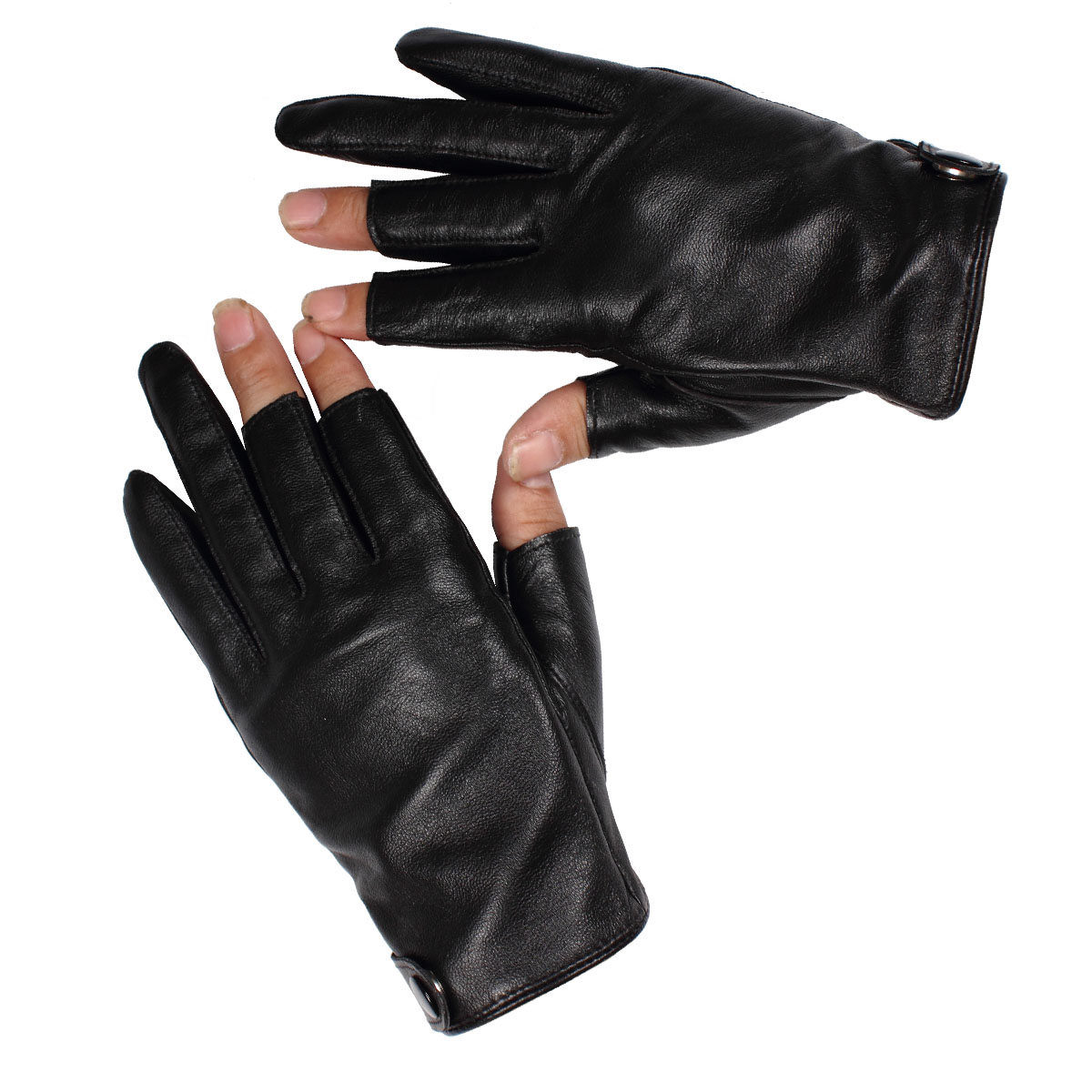 2012 short design women's semi-finger strap buckle single tier fashion sheepskin genuine leather gloves