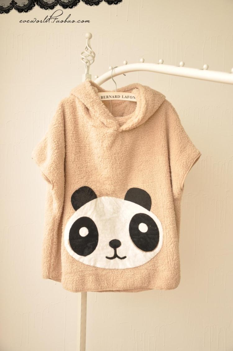 2012 short-sleeve sweatshirt pullover hooded loose berber fleece cute shirt