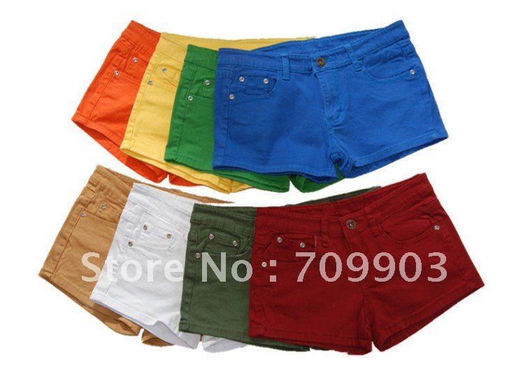 2012 Shorts women- Free Shipping Plus Size Stretch cotton shorts candy color shorts multicolour single-shorts