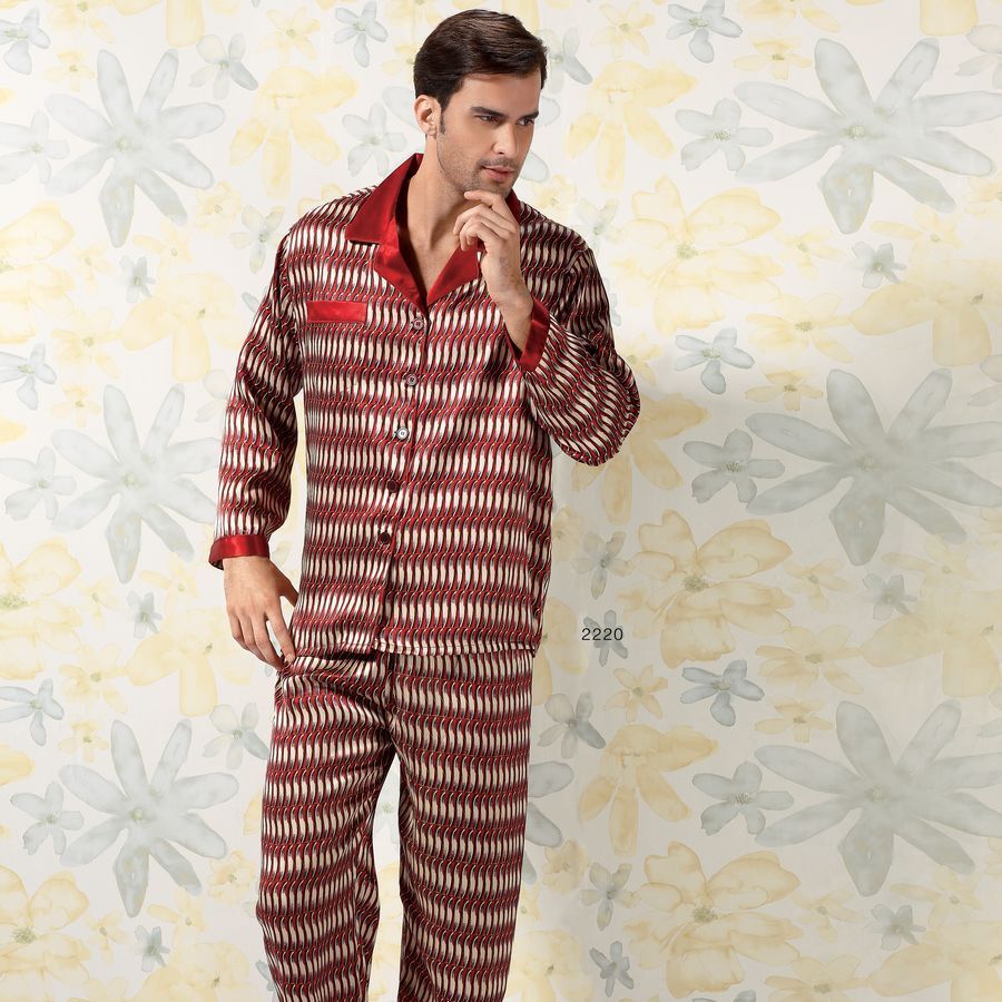 2012 silk sleepwear male mulberry silk long-sleeve lounge hangzhou silk 2220 free shipping