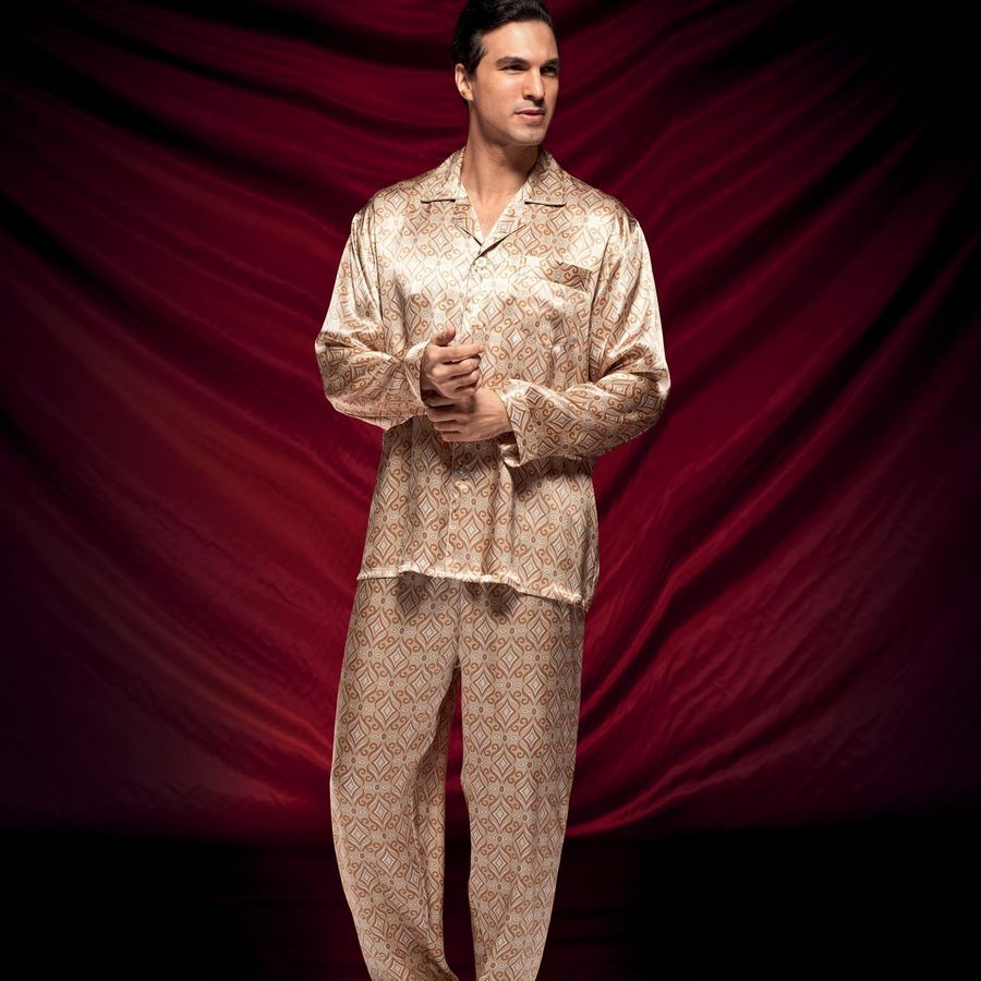 2012 silk sleepwear twinset mulberry silk long-sleeve male a5001b champagne free shipping