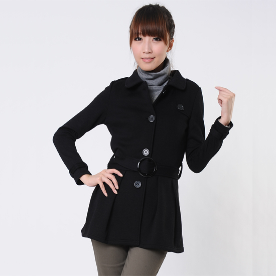 2012 single breasted turn-down collar knitting material medium-long trench 3185--p 130