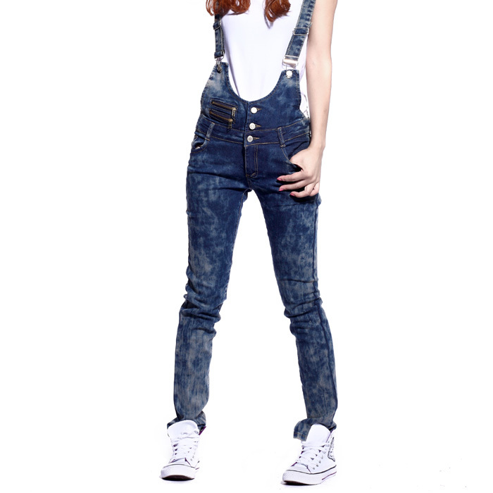 2012 slim denim suspenders button zipper trousers 816 p70