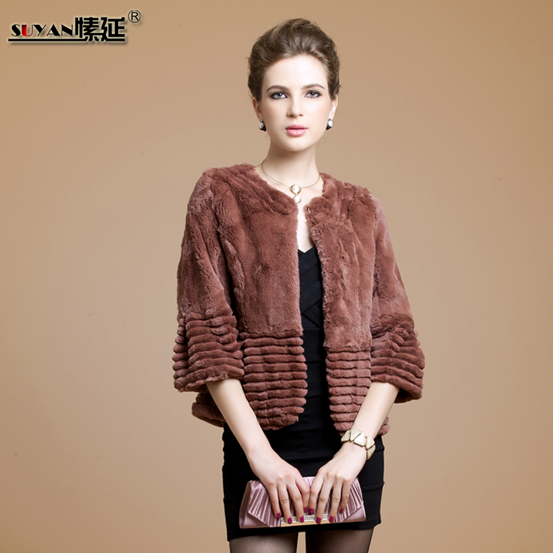 2012 slim o-neck full leather rex rabbit hair fur coat sy2228