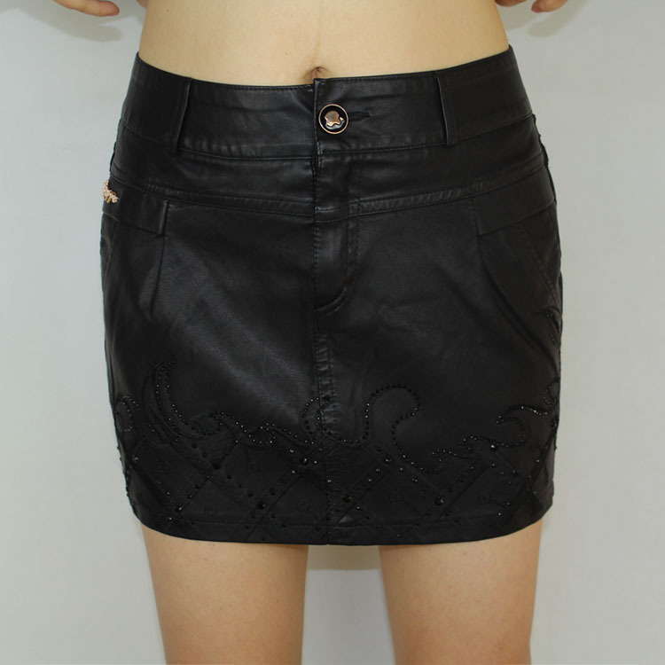 2012 slim PU skirt slim hip bust skirt leather short skirt women skirt