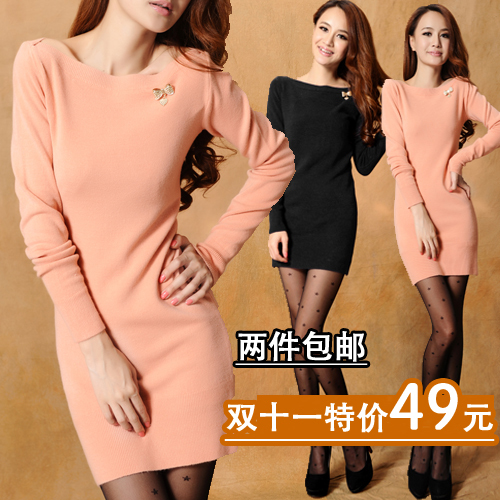 2012 slim pullover medium-long basic sweater outerwear female sweater dress
