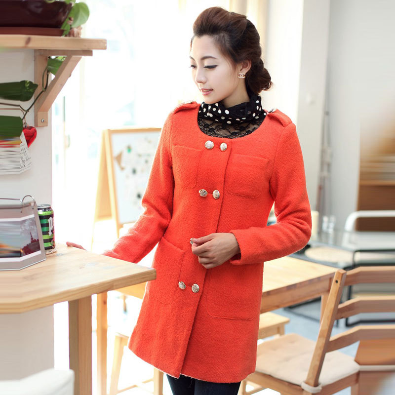 2012 slim women's thermal noble wool coat medium-long outerwear blazer trench