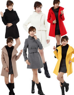2012 slim woolen outerwear trench woolen overcoat wool coat female square collar winter women's