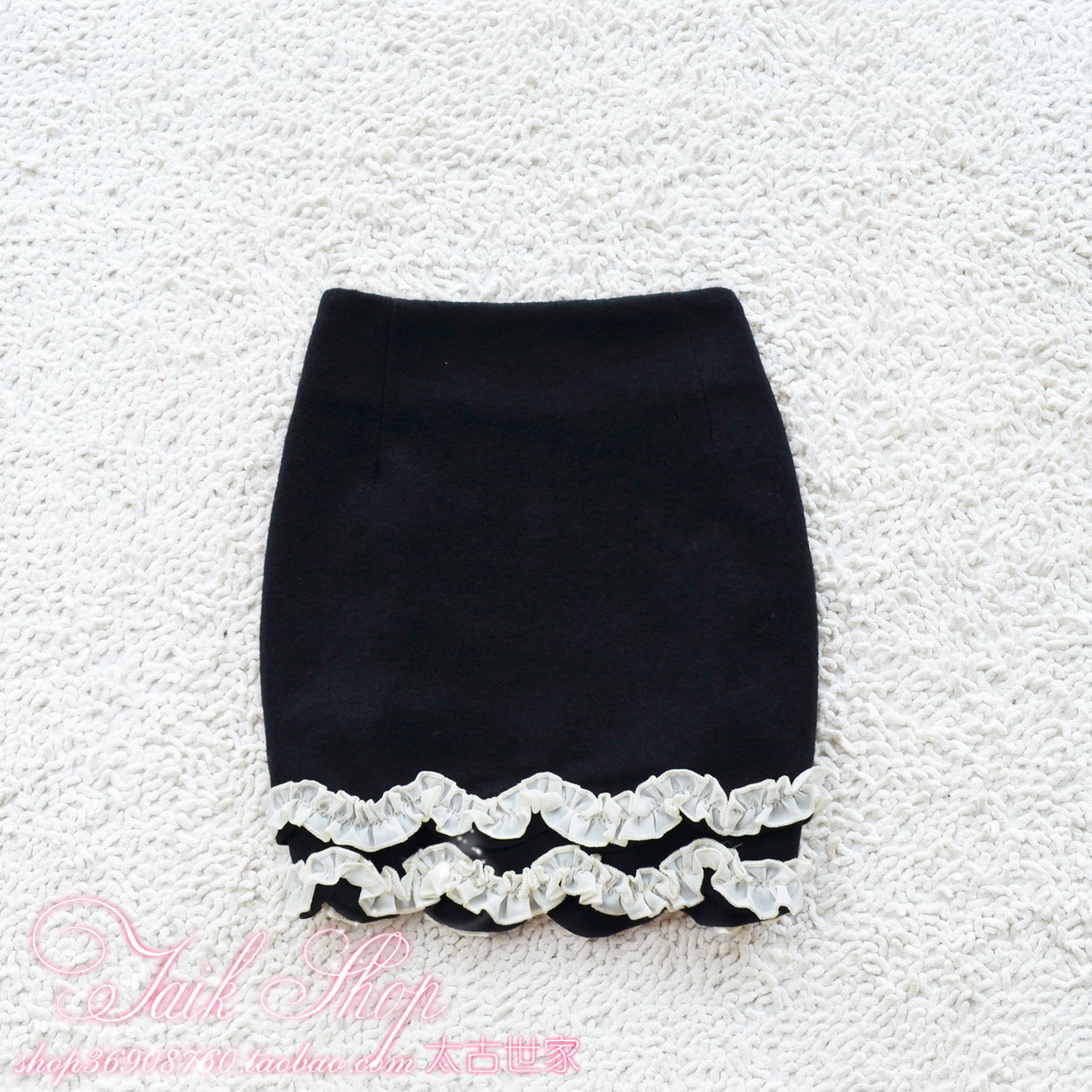 2012 small chiffon ruffle hem woolen bust skirt short skirt bag skirt female Leather