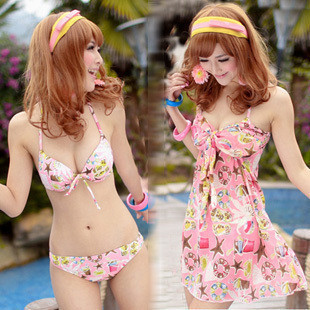 2012 small push up bikini steel belt female hot spring one-piece dress sand beach lovers s swimwear