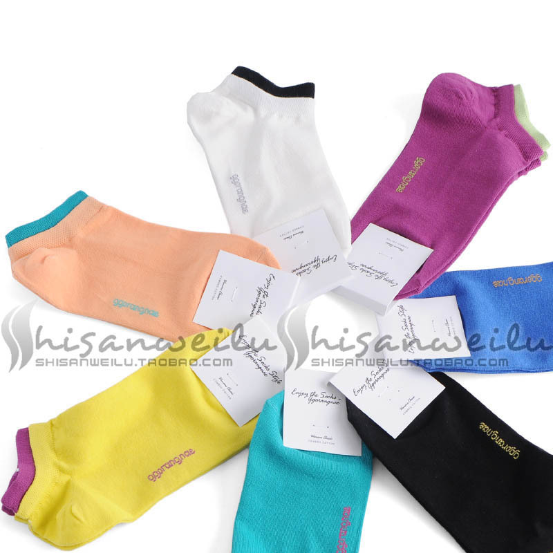 2012 socks summer 100% cotton socks faux two piece candy color sock slippers w142