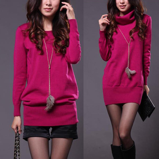 2012 solid color sweater women's all-match medium-long sweater basic sweater