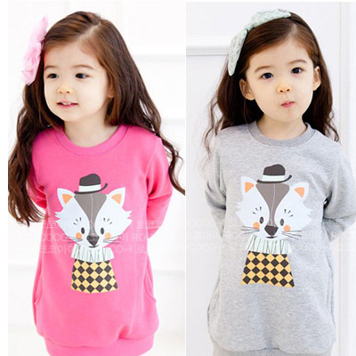 2012 spring and autumn boys clothing girls clothing fox child 100% cotton 100% cotton cardigan sweatshirt outerwear gowns,