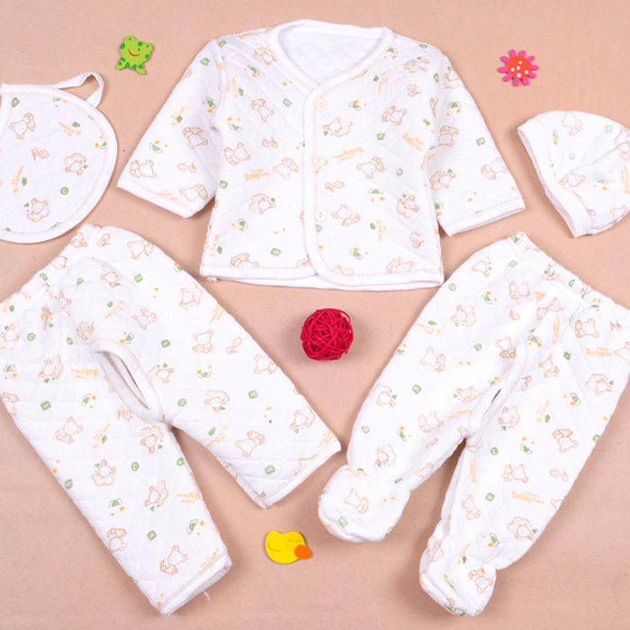 2012 Spring and Autumn Children's Clothing Newborn Infant 100% Cotton Thickening Five Pieces Set Baby Underwear Set