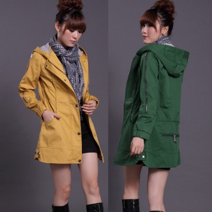 2012 spring and autumn clothing plus size outerwear slim fashion medium-long women's trench,Free transportation