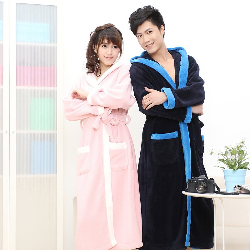 2012 spring and autumn coral fleece robe lovers sleepwear thickening long-sleeve male women's bathrobes