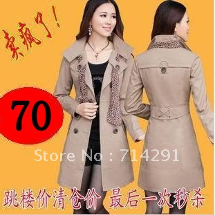 2012 spring and autumn fashion medium-long waist double breasted solid color outerwear trench