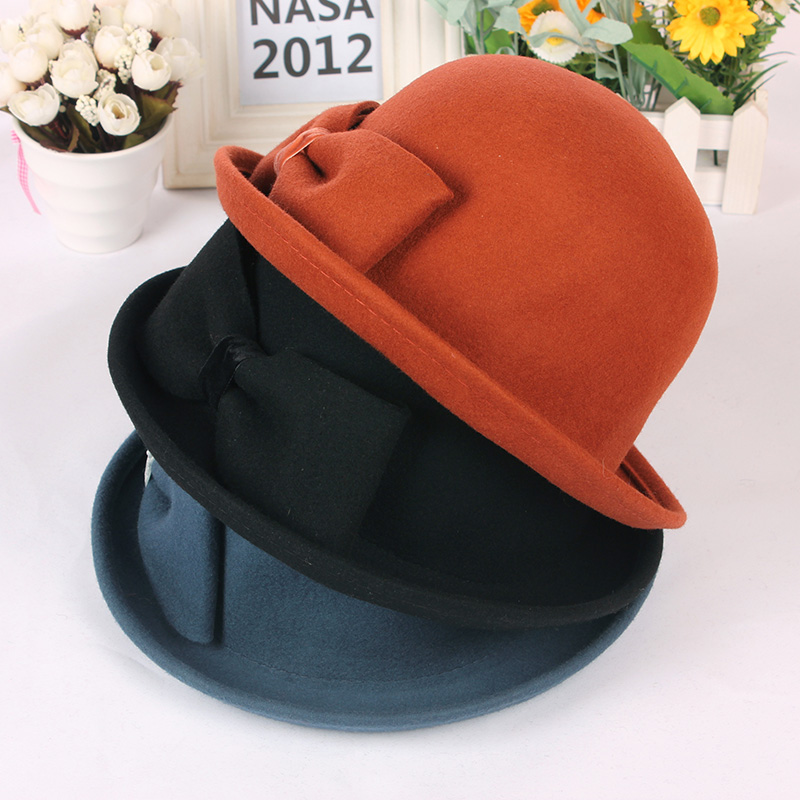 2012 spring and autumn fashion new arrival woolen fedoras bucket hats bucket hat women's vintage hat