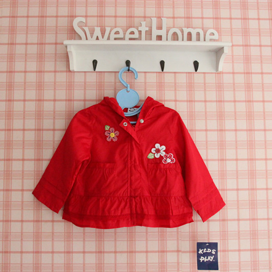 2012 spring and autumn female child thin windproof rainproof cotton-padded coat small trench