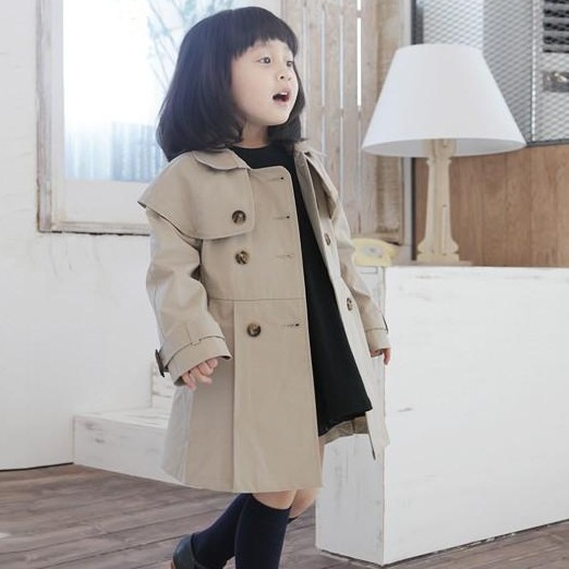 2012 spring and autumn female child trench outerwear children fashion medium-long hot-selling khaki trench