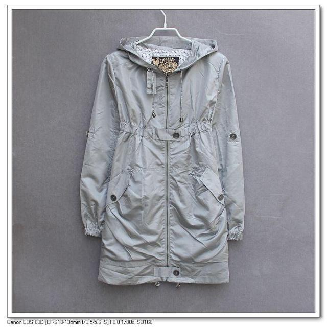 2012 spring and autumn female trench with a hood high waist medium-long gentlewomen intellectuality long-sleeve outerwear 0.46