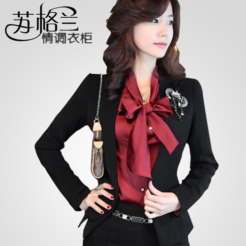 2012 spring and autumn hot-selling quality plus size elegant slim ol career set suit corsage