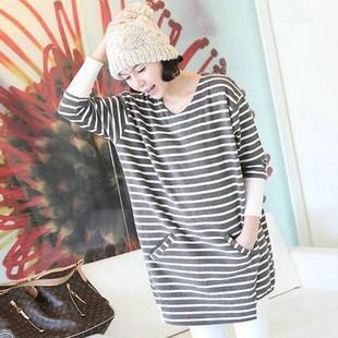 2012 spring and autumn maternity clothing o-neck stripe sweatshirt casual maternity dress maternity long-sleeve top t-shirt
