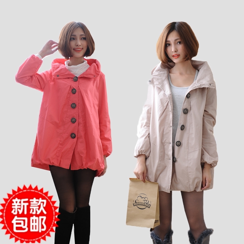 2012 spring and autumn maternity clothing style outerwear 100% cotton maternity top trench